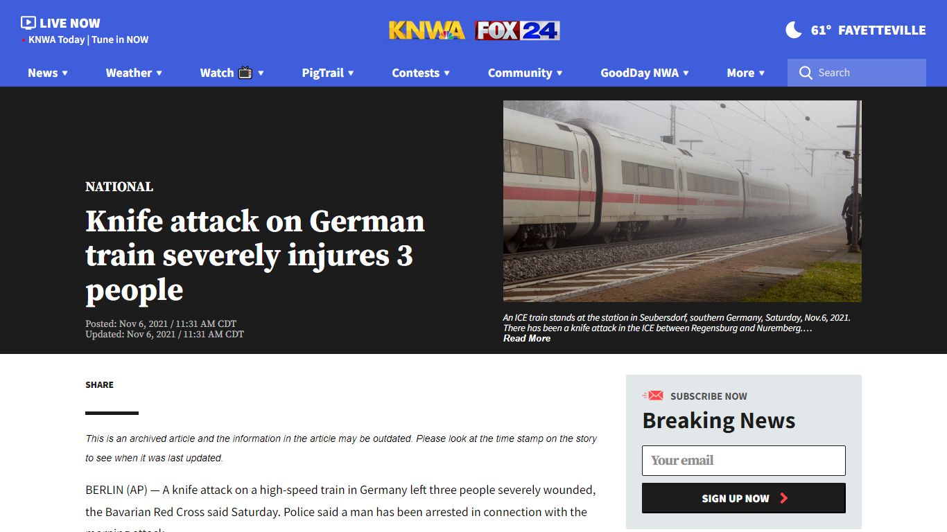 Knife attack on German train severely injures 3 people ...