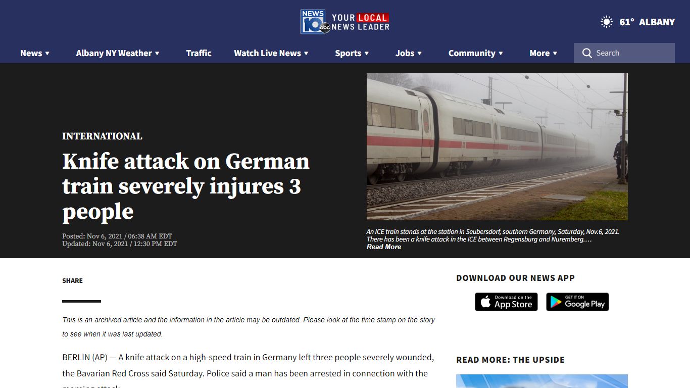 Knife attack on German train severely injures 3 people ...
